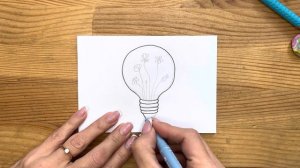 Рисунок черной ручкой "Лампочка" для начинающих | Милые и легкие картинки для детей и взрослых