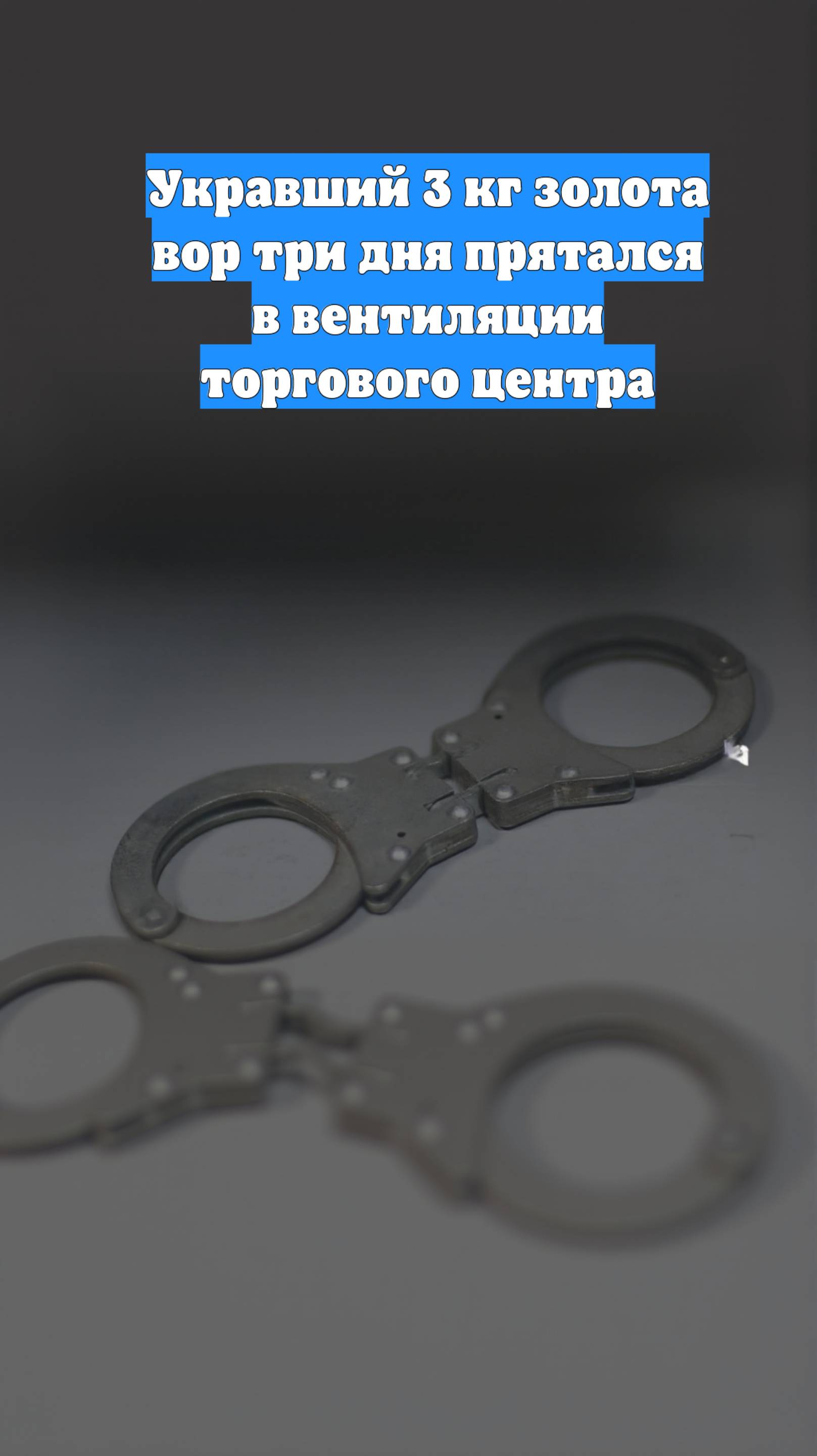 Укравший 3 кг золота вор три дня прятался в вентиляции торгового центра