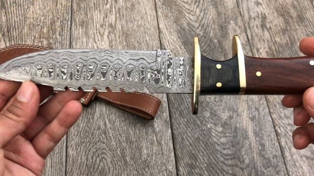 ASH Sk4 Damascus steel custom handmade Bowie hunting knife 13