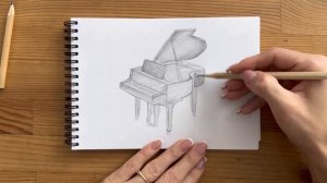 Как нарисовать рояль карандашом | Рисунок для начинающих поэтапно