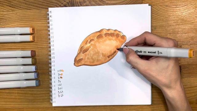 Как нарисовать пирожок карандашом и скетч маркерами | Рисунок для детей, поэтапно и легко