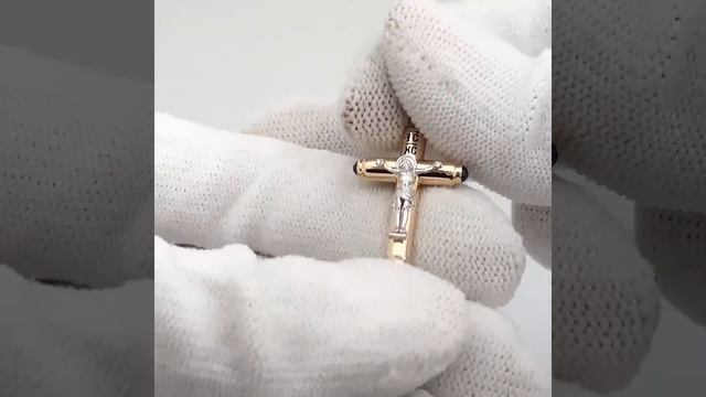 Нательный крест из красного золота с сапфирами. смотреть онлайн