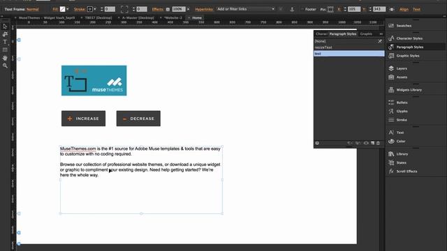 Allow Visitors to Scale Text in Adobe Muse - Resizable Text Widget by MuseThemes.com