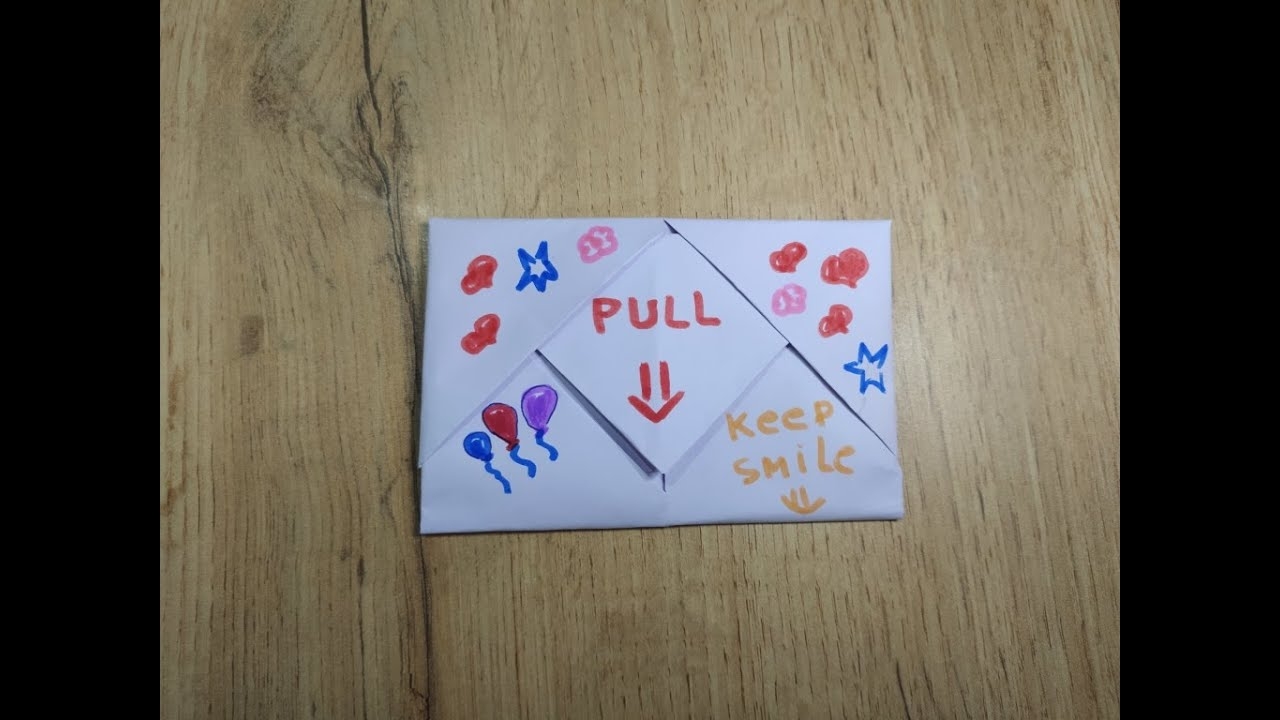 Конверт из бумаги с поздравлением. Оригами. смотреть онлайн