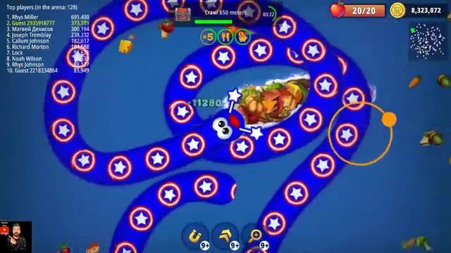Worm Zone oi 100 kill worm🐍 slither pro Top 128 to Top 01 renk best score+