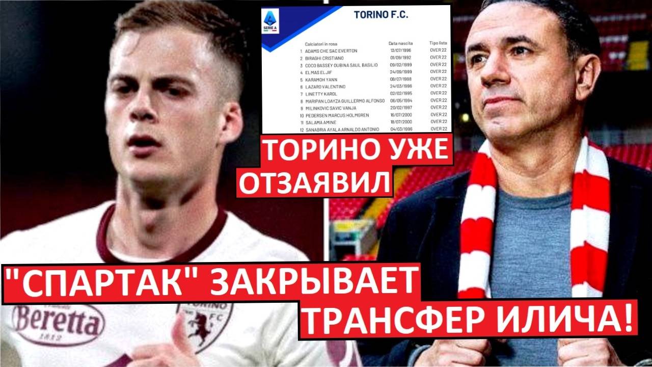 "Спартак" завершает трансфер Илича! "Торино" отзаявил игрока!