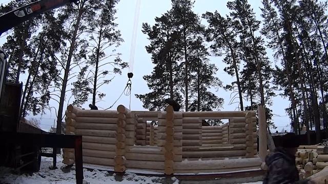 Разгрузка сруба и его сборка ч.1 смотреть онлайн