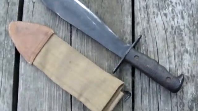 WWI WWII PLUMB M1917 M1918 BOLO Knife w Canvas Scabbard