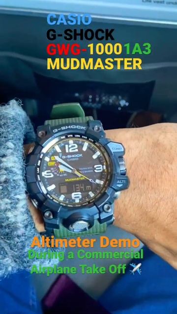 Casio G-Shock GWG-1000 Altimeter Demo - Airplane Take Off
