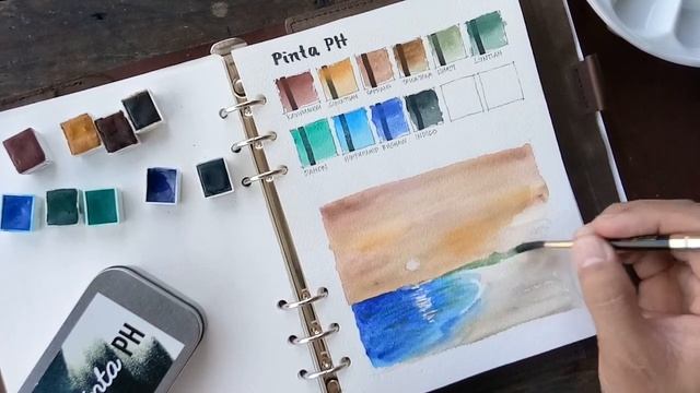 Watercolor swatching and sample painting of PintaPH, handmade watercolors смотреть онлайн