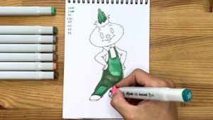 Как нарисовать Чиполлино карандашом и скетч маркерами | Рисунок для детей, поэтапно и легко