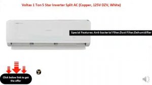 Voltas 1 Ton 5 Star Inverter Split AC (Copper, 125V DZV, White)