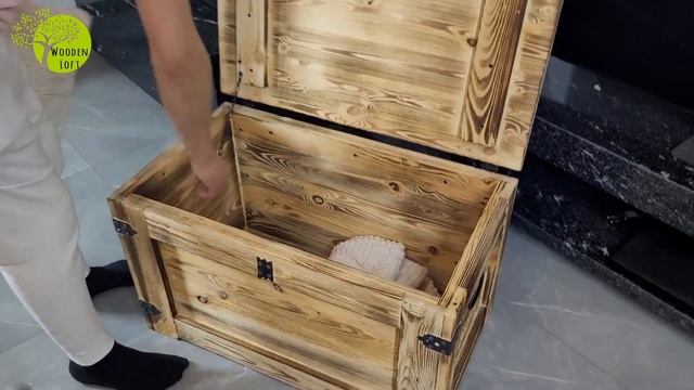 Wooden chest treasure trunk coffee table side table vintage with foldable lid and storag handmade