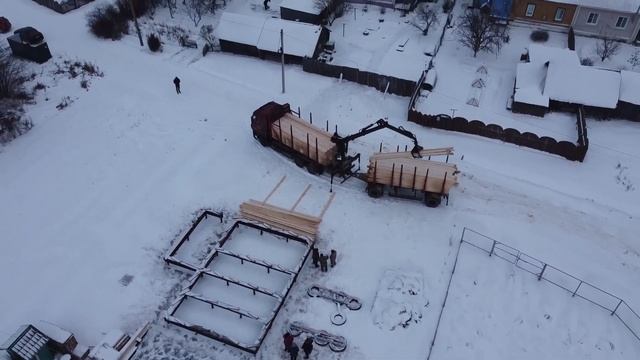 Разгрузка домокомплекта на участке в г  Галич Костромской обл.