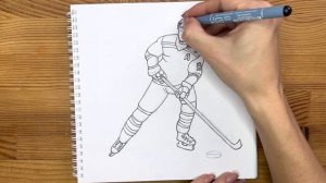 Как нарисовать хоккеиста карандашом и скетч маркерами | Рисунок для детей, поэтапно и легко