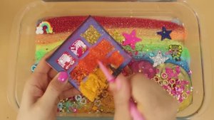 Смешиваем «радужные» тени , детали, блёстки в слайм! Увлекательное видео со слаймом! ★ASMR★