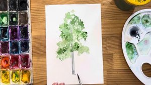 Как нарисовать берёзу карандашом и акварелью начинающим | Рисунок поэтапно и легко для детей