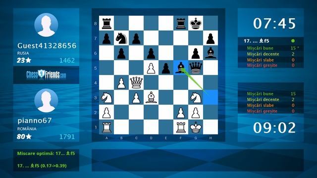 Analiza jocului de șah: pianno67 - Guest41328656, 1-0 (De la ChessFriends.com) смотреть онлайн