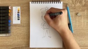 Как нарисовать полицейского карандашом и скетч маркерами | Рисунок для детей, поэтапно и легко