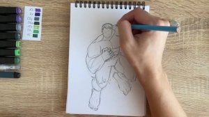 Как нарисовать Халка карандашом и скетч маркерами | Рисунок для детей, поэтапно и легко