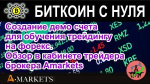 Создание демо счета для обучения трейдингу на форекс. Обзор в кабинете трейдера брокера AMarkets