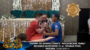 АРМРЕСТЛИНГ, ТУРНИР ПО АРМРЕСТЛИНГУ "МОСКОВСКИЕ ЛЬВЫ" ВЕСОВАЯ КАТЕГОРИЯ 70 кг. ПРАВАЯ РУКА. 23.06.2