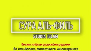 Сура  АЛЬ-ФИЛЬ  для Изучения (транскрипция, перевод и арабский)