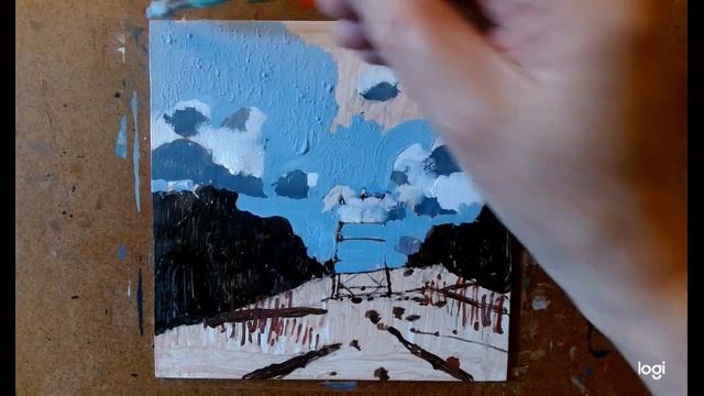 1 Minute from the acrylic painting 'Hydro Easement, April 8' #shorts #paintingtutorial