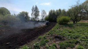 Боронование на минитракторе.
