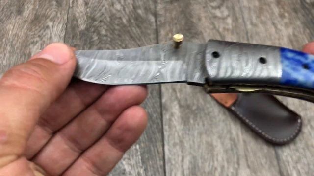 ASH H800 Damascus steel custom handmade pocket folding knife
