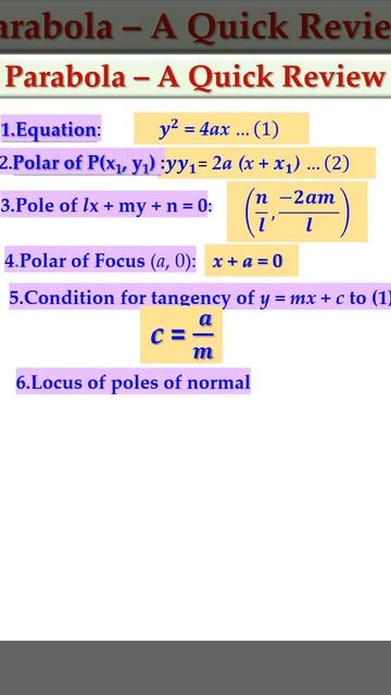 Analytical Geometry of 2D | 11.Parabola - a quick Review смотреть онлайн