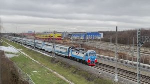 Электровоз ЭП2К-503 с поездом №743 "Аврора", перегон Славянка - Колпино