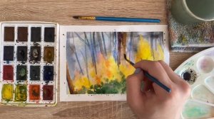 Как нарисовать пожар в лесу карандашом и акварелью начинающим | Рисунок для детей