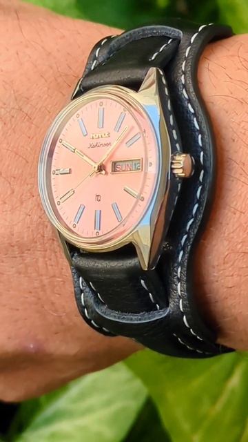 HMT Kohinoor Pink Sunray Quartz Watch Leather Bund Strap #bharat #india #fashion #indian