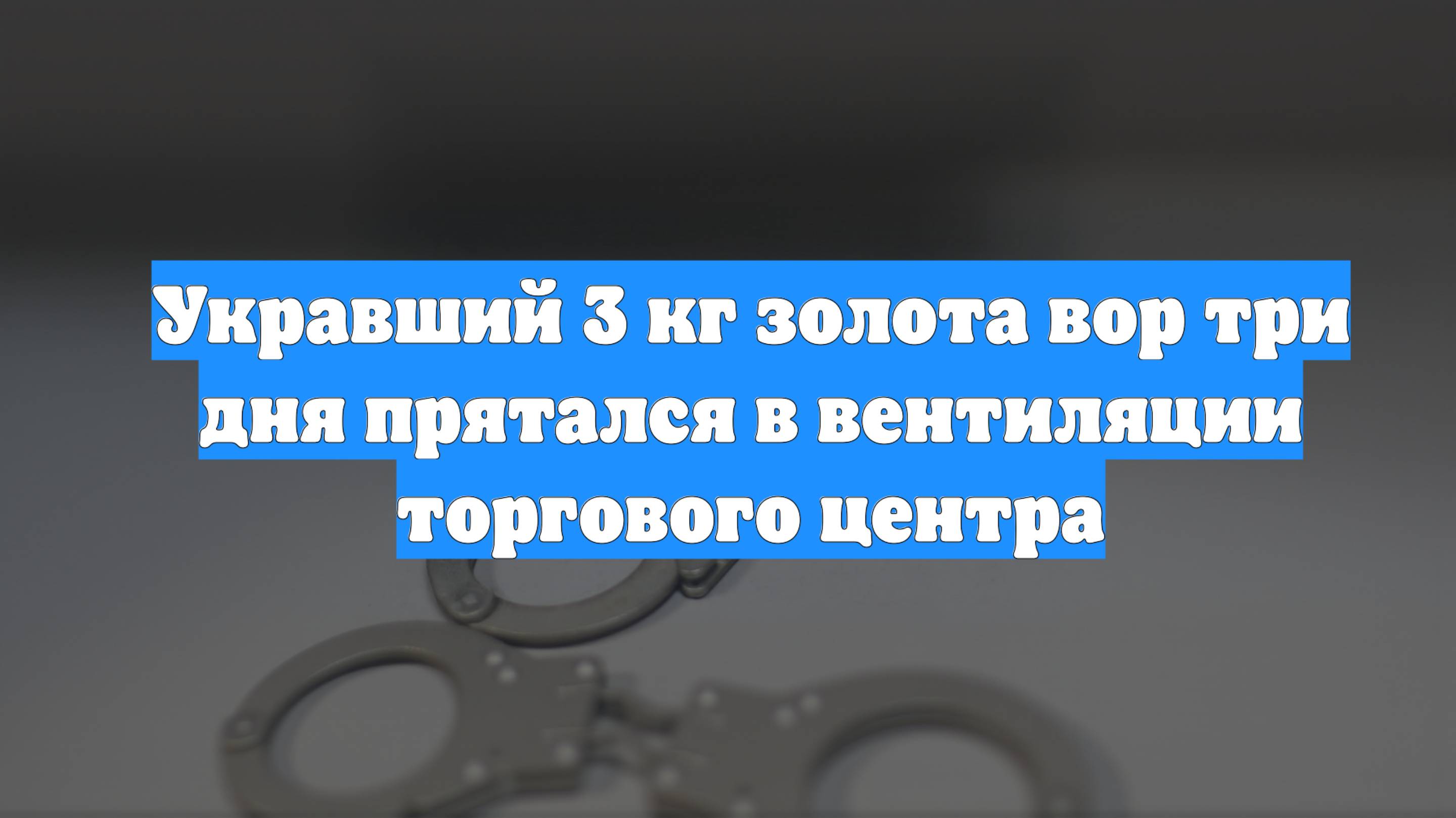Укравший 3 кг золота вор три дня прятался в вентиляции торгового центра