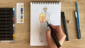Как нарисовать Зевса карандашом и скетч маркерами | Рисунок для детей, поэтапно и легко