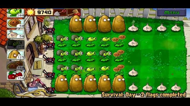 Plants vs zombies survival day  12 EA 4-barreled guns all flag complete daily pvz gameplay funny