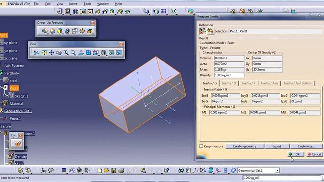 MEASURE INERTIA AND HOW TO SHOW CENTRE OF GRAVITY IN CATIA V5 смотреть онлайн