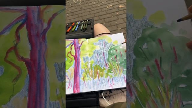 Небольшой пленэр в парке #sketching #art #творчество