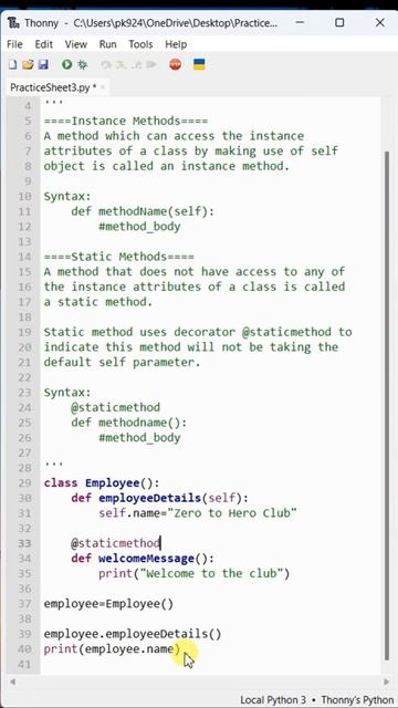 #38- Instance Methods and Static Methods [Part-3] | Advanced Python | Praveen Kumar