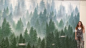 Елочки в тумане. Роспись стены. ART SOL