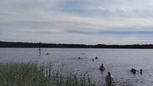 Святое Дымское озеро с Православным крестом в воде.