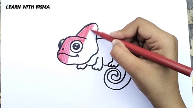 How to Draw Chameleon drawing, Painting and Coloring for Kids & Toddlers | Draw, Paint and Learn
