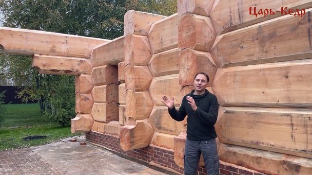 Баня из Кедрового лафета большого диаметра. Сруб из Лафета Кедра. смотреть онлайн