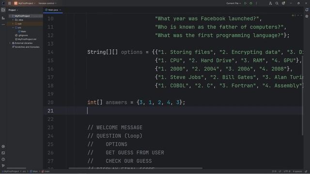 Lets code a Java QUIZ GAME _36