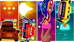 Cars Mater Exe vs Lighting McQueen Eater vs Spider Lighting McQueen vs Cruz Ramirez Eater Tiles Hop