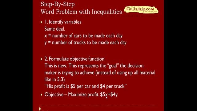 Formulation of Linear Programming Problems - Modeling and Graphical Solution - Finite Math