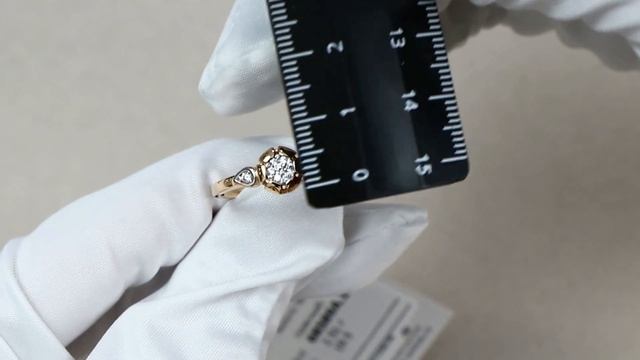 Золотое кольцо AQUAMARINE с фианитом 68589А смотреть онлайн