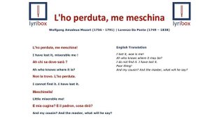 L'ho perduta, me meschina! by Mozart- Translation / Lyrics with IPA with sheet music