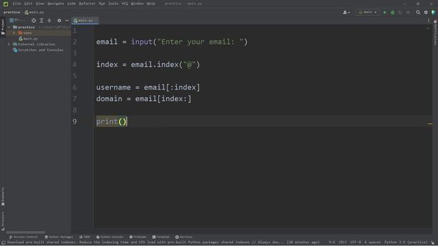 Python email slicer exercise 📧
